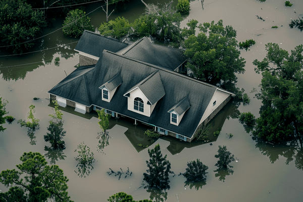 A home under water during a flood