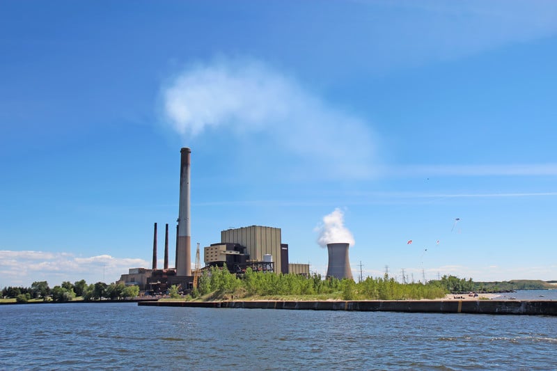 A coal and gas power plant on Lake Michigan