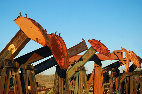 Rusted and used oil pump jacks