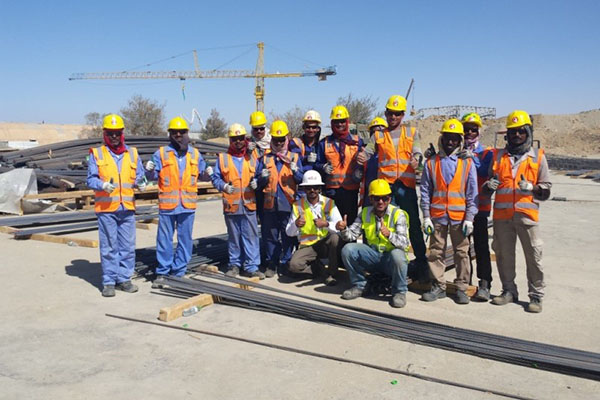 Rebar construction crew in the Mideast
