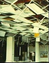 Displaced ceiling grid