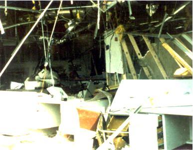 Interior damage resulting from breach in exterior cladding.