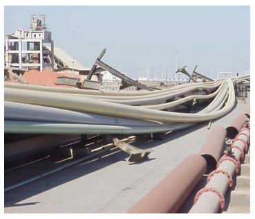 Pipes on fuel jetty at the Port of Kandla, Gujarat, India, 2001