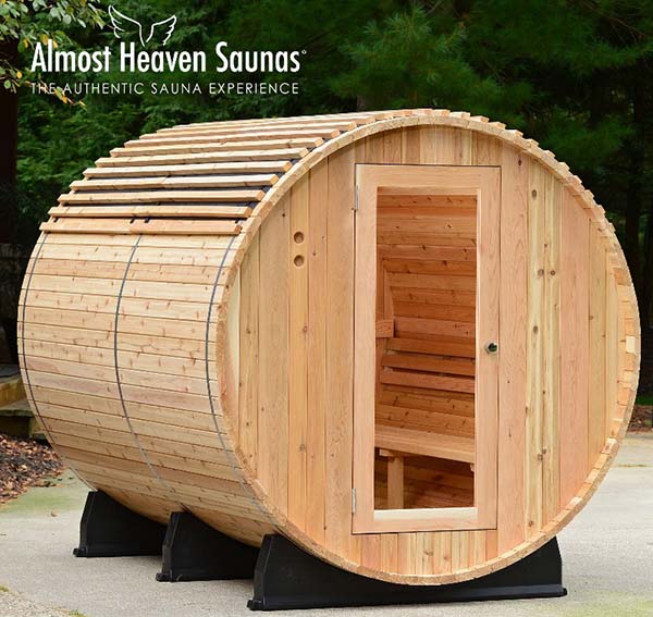 Sauna shaped like a barrel