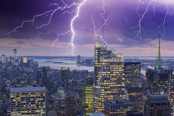 Lightning storm in New York City