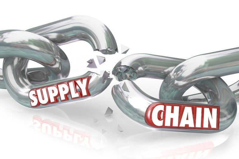 Broken chain that says supply chain