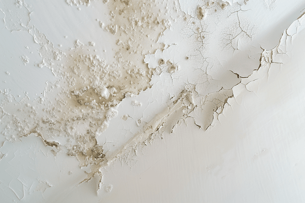 Mold and peeling paint on the ceiling of a home