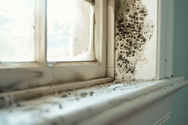 Mold growing around a window inside a home