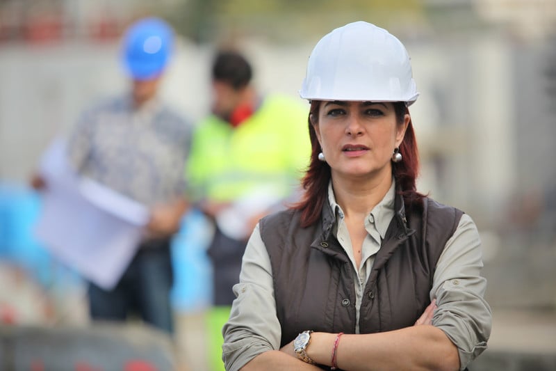 Woman on a construction site