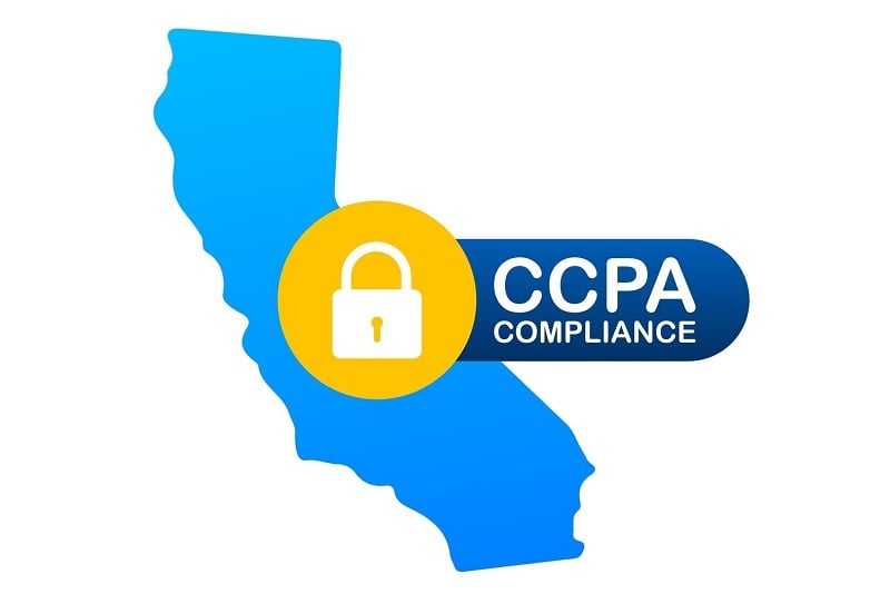 State of California with a lock and CCPA Compliance over it