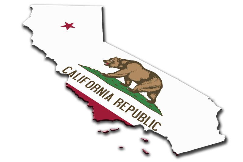 A map of California with California flag on it