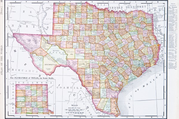 Map of Texas counties
