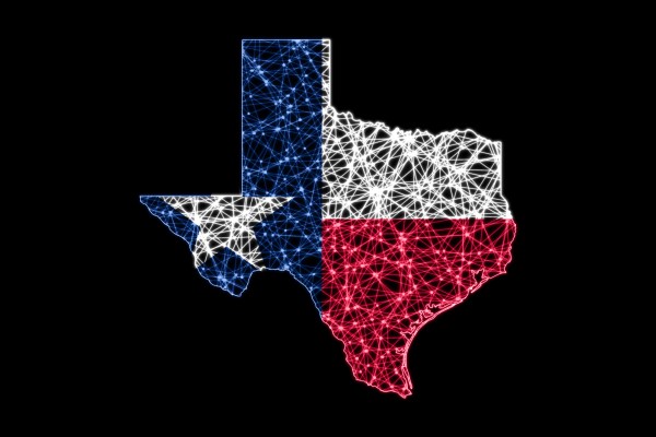 Map of Texas on Texas flag