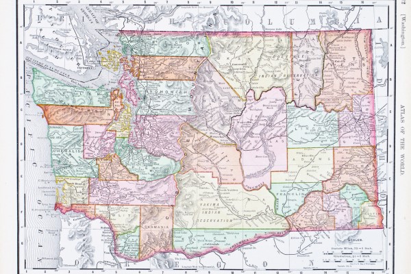 Map of the counties of Washington state