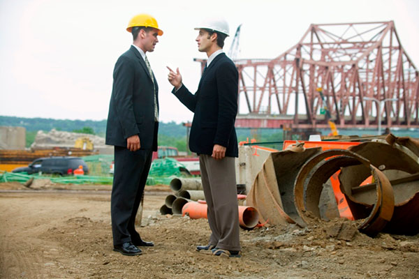 Construction site businessmen argument
