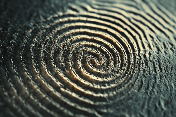 A close-up of a three-dimensional fingerprint