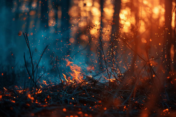 Closeup of a wildfire