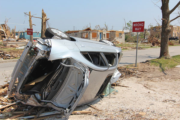 Car Flipped Tornado Damage