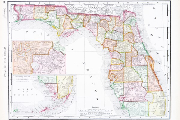 Map of the counties in Florida