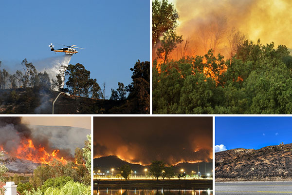 California wildfire collage