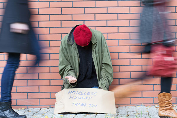 Homeless man asking for help