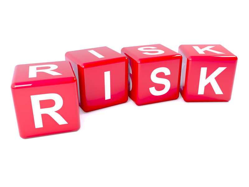 Risk spelled out on red blocks