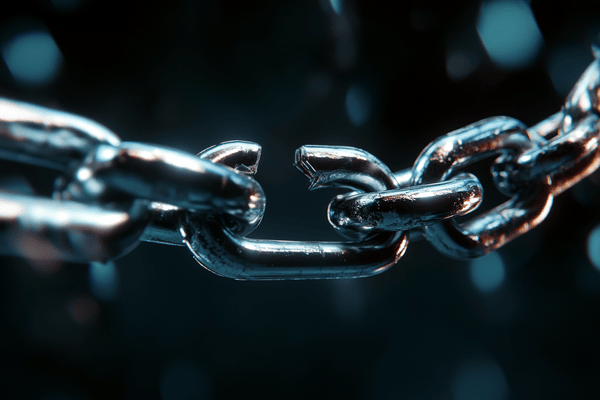 A metal chain with a broken link