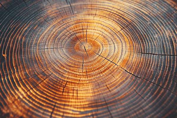 A close-up image of tree rings