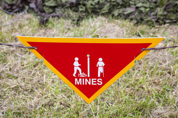 Land mines field warning sign