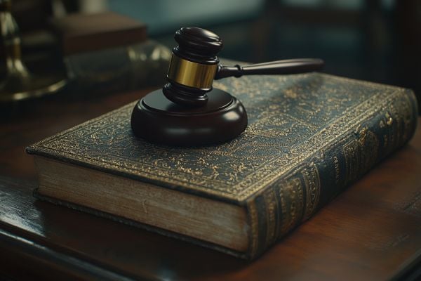 gavel on an ancient book