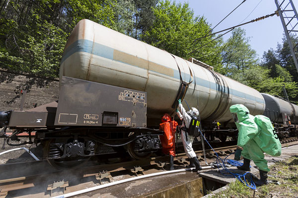 Train derailment with chemicals