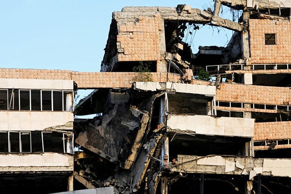 Ruined building after an earthquake