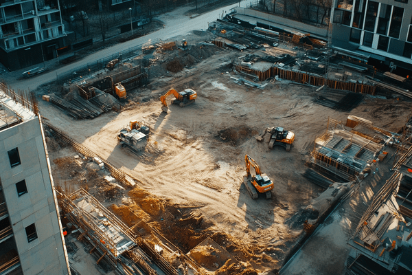 An aerial view of a construction site