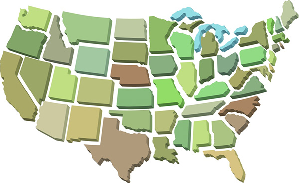 US map broken up into individual states
