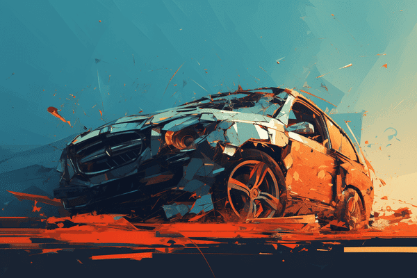 Abstract automobile in an accident