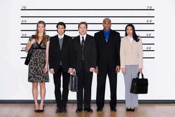 Businesspeople police lineup