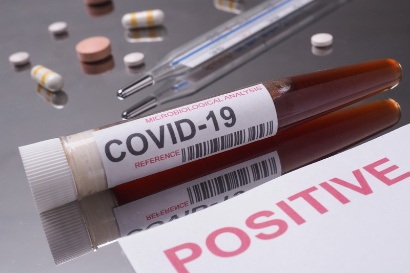 COVID-19 blood vial with positive result